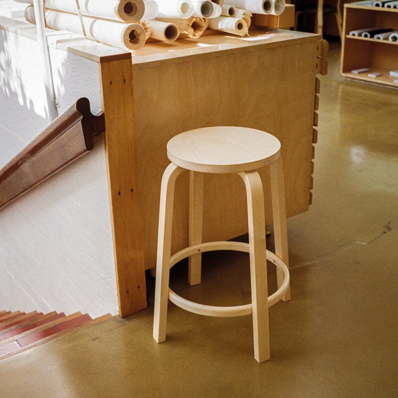 Alvar Aalto Bar Stool 64 - Artek Stools + Benches + Ottomans - Counter 25.6