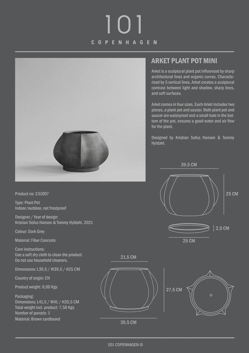 Arket Plant Pot - 101 Copenhagen Vases - Petit - Dark Grey - HORNE