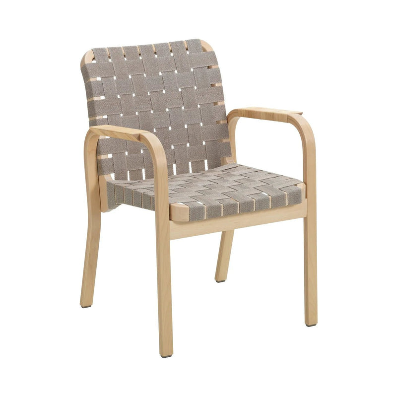 Armchair 45 - Linen Webbing - Artek Chairs - Honey stained natural/red linen webbing bare armrests - HORNE