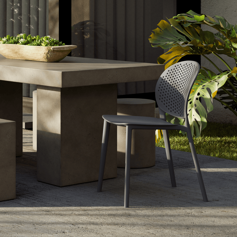 Bailey Outdoor Stacking Chair - Set of 4 - Urbia Chairs - Black Grey - HORNE