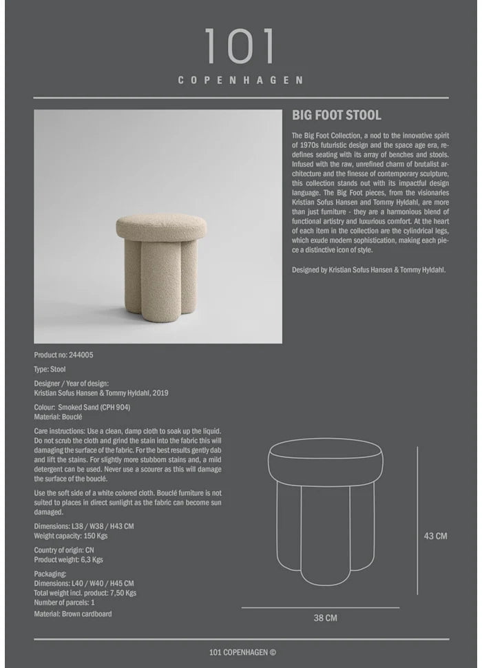 Big Foot Stool - 101Copenhagen - Stools + Benches + Ottomans - Sheepskin - HORNE