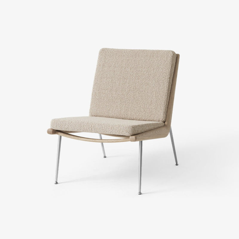 Boomerang Lounge Chair - Oiled Oak w/ Stainless Steel - &Tradition Chairs - Steelcut Quartet 0394 - HORNE