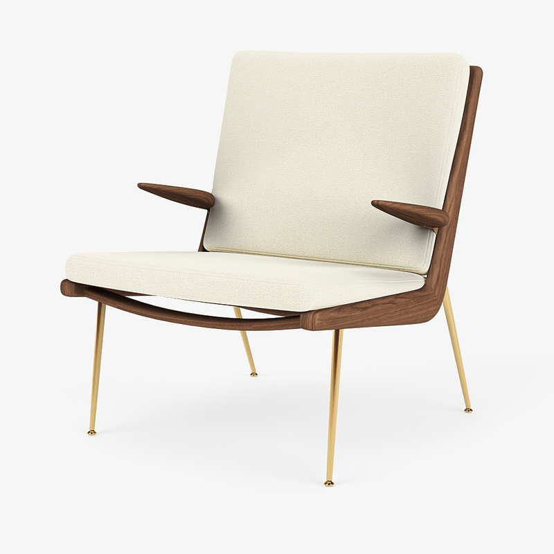 Boomerang Lounge Chair w/ Armrest - Oiled Walnut w/ Brass - &Tradition Chairs - Hot Madison 988 - HORNE