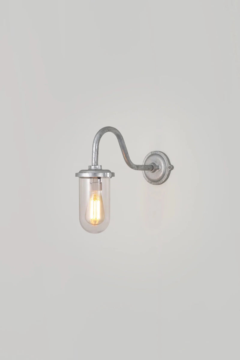 Bracket Light Swan Neck - 100W - Davey Lighting Outdoor Lights - Galvanised Silver - Frosted - HORNE