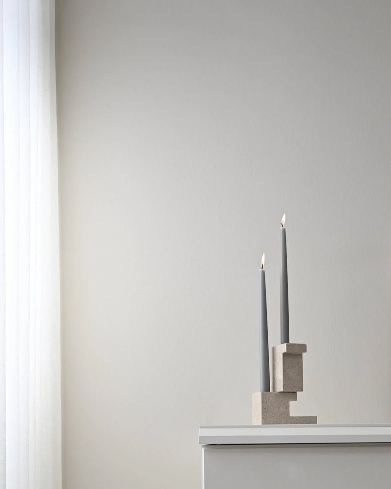 Brick Candle Holder - 101 Copenhagen Candle Holders - Calacatta - Low - HORNE