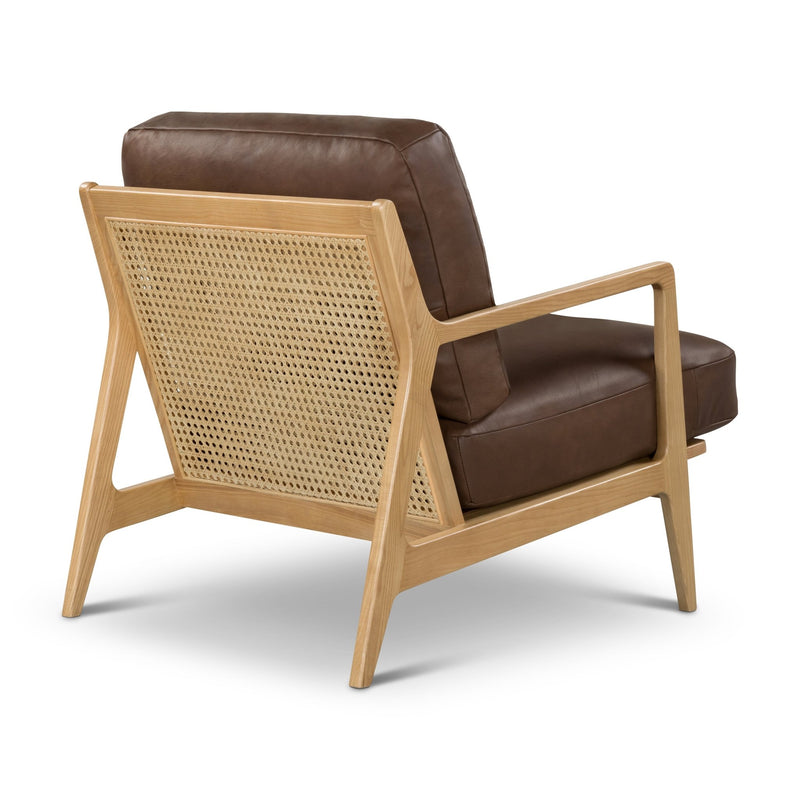 Carmelo Genuine Leather Accent Chair - Urbia Sofas - Brown Genuine Leather - Oak - HORNE