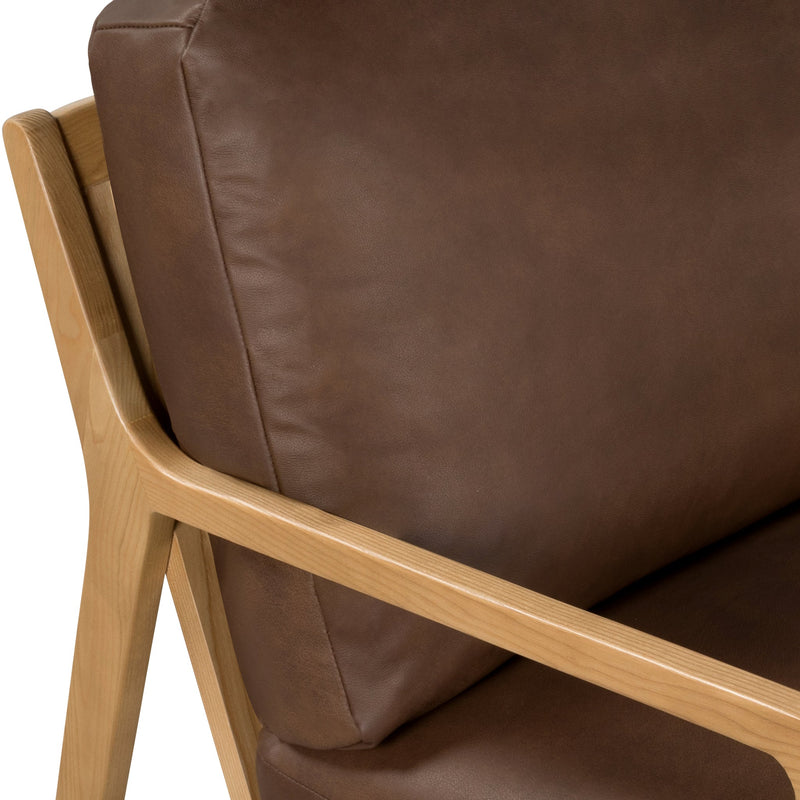 Carmelo Genuine Leather Accent Chair - Urbia Sofas - Brown Genuine Leather - Oak - HORNE