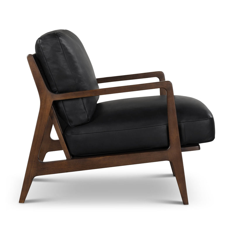 Carmelo Genuine Leather Accent Chair - Urbia Sofas - Brown Genuine Leather - Oak - HORNE