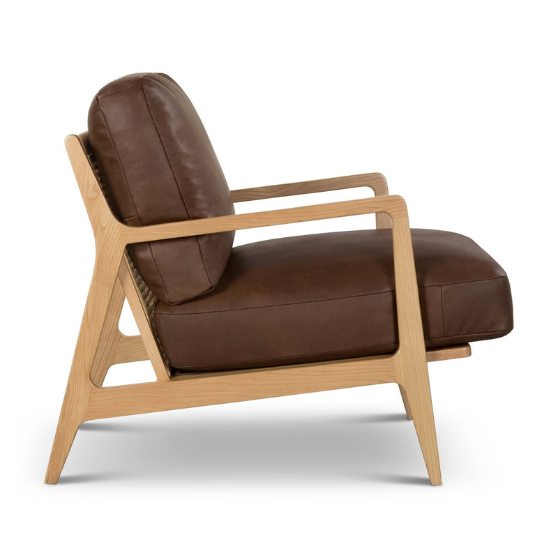 Carmelo Genuine Leather Accent Chair - Urbia Sofas - Brown Genuine Leather - Oak - HORNE