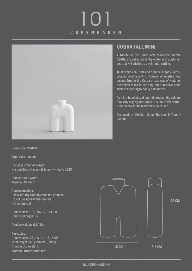 Cobra Vase Tall - 101 Copenhagen Vases - Mini - Bone White - HORNE