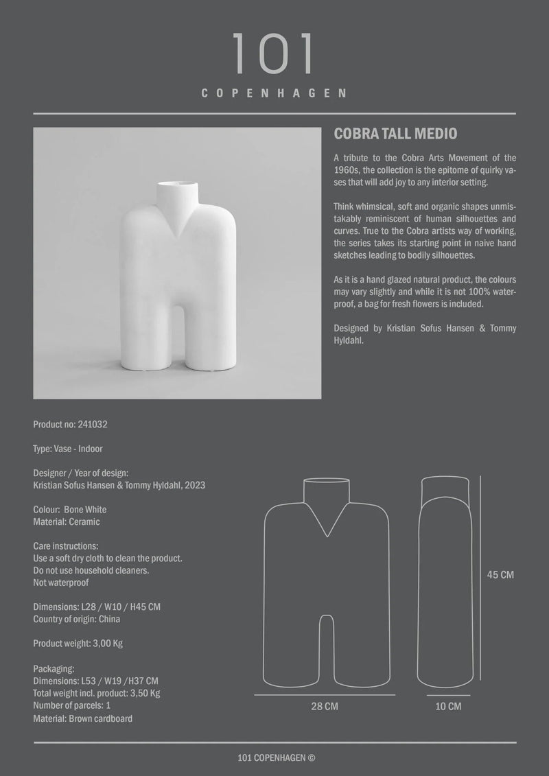 Cobra Vase Tall - 101 Copenhagen Vases - Mini - Bone White - HORNE
