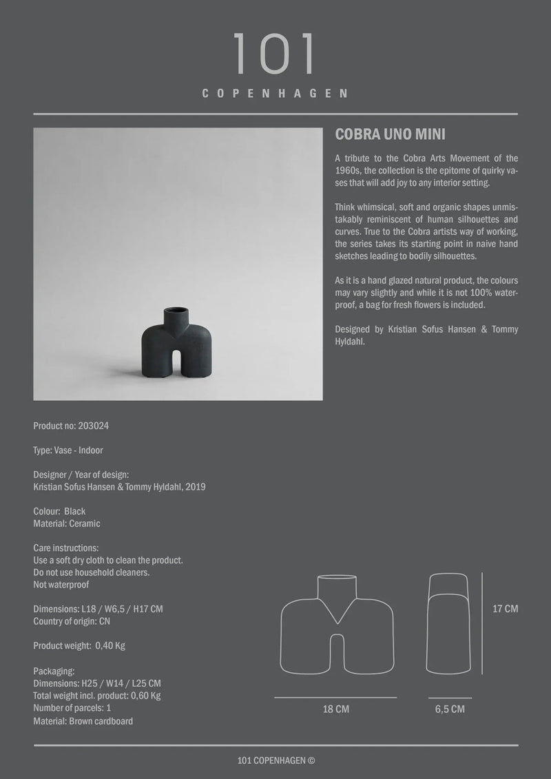 Cobra Vase Uno - 101 Copenhagen Vases - Mini - Bone White - HORNE