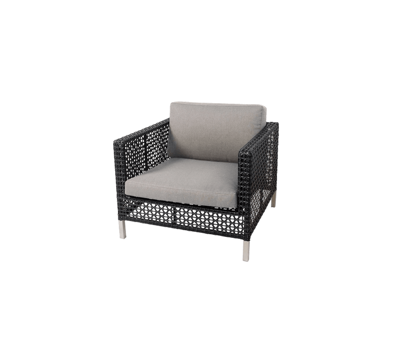 Connect Lounge Chair - Cane Line Outdoor Furniture - Black - Grey Cushion Set - HORNE