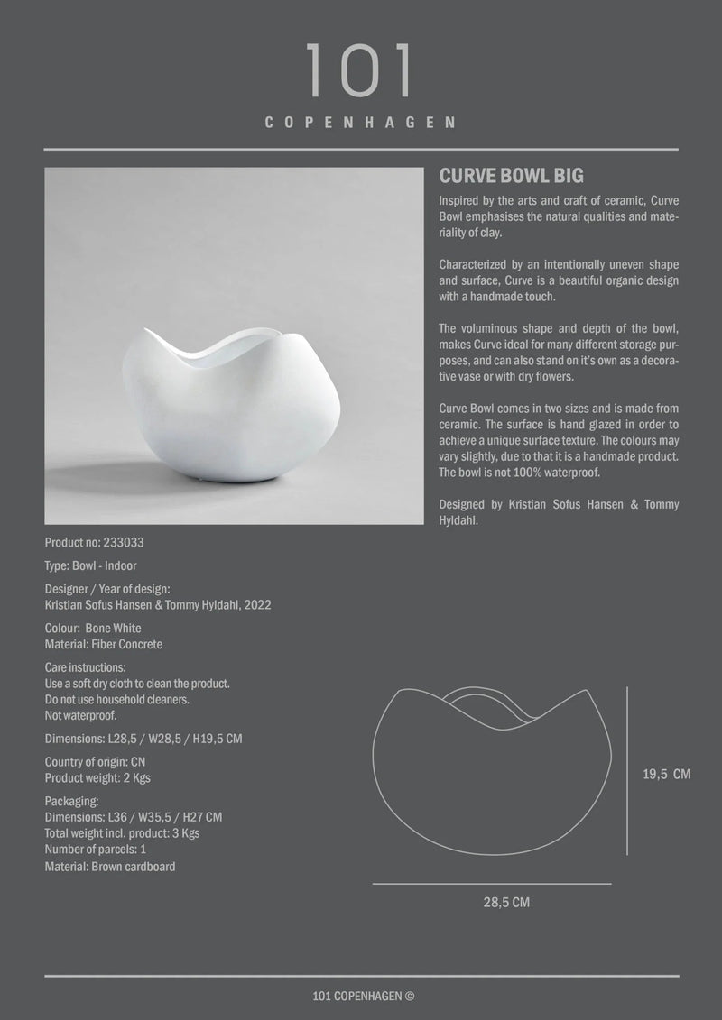 Curve Bowl - 101 Copenhagen Serveware - Big - Bone White - HORNE