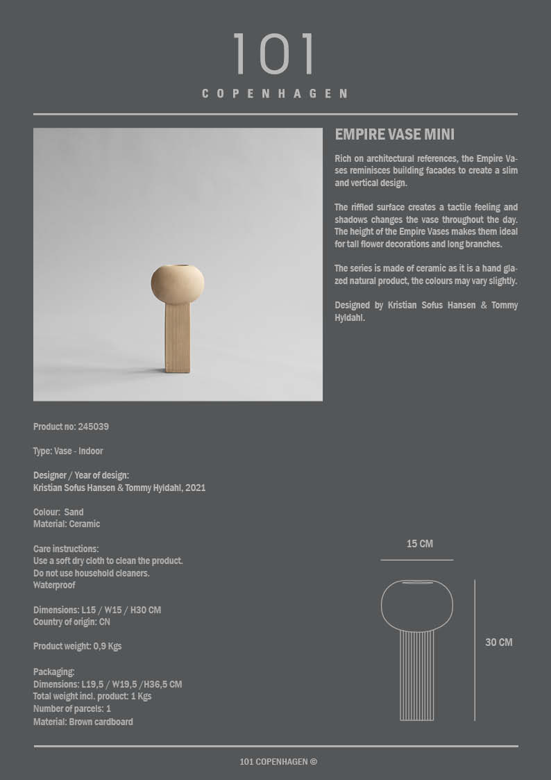 Empire Vase - 101 Copenhagen Vases - Big - Dark Grey - HORNE