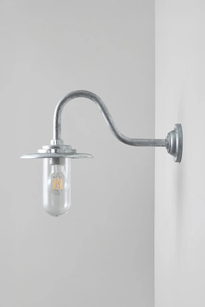 Exterior Bracket Light Swan Neck - 7677 - Davey Lighting Outdoor Lights - Black - Clear - HORNE