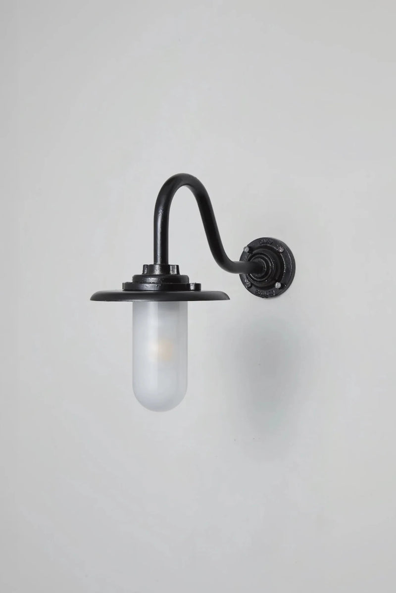 Exterior Bracket Light Swan Neck - 7677 - Davey Lighting Outdoor Lights - Black - Clear - HORNE