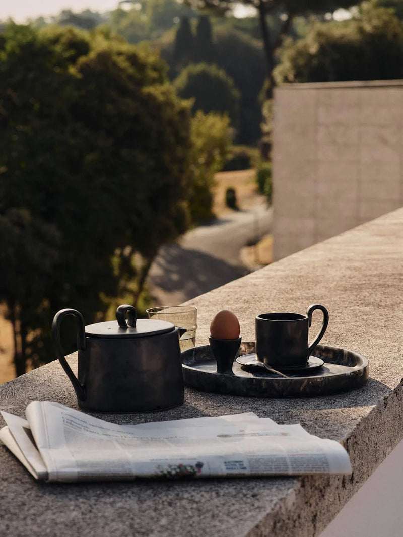Flow Mug with Saucer - Ferm Living Coffee + Tea - Black - HORNE