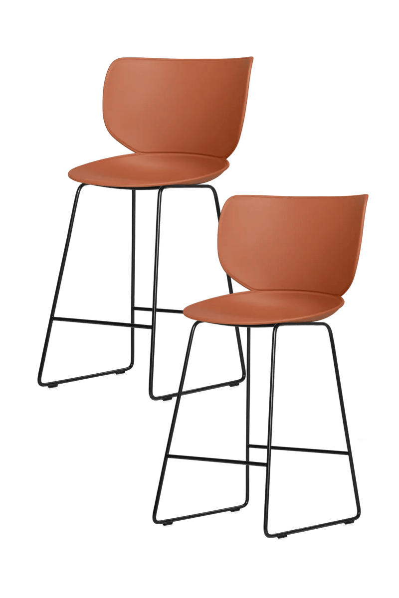 Hana Bar Stool Un - Upholstered Set of 2 - Moooi Stools + Benches + Ottomans - Black - Black - High - HORNE