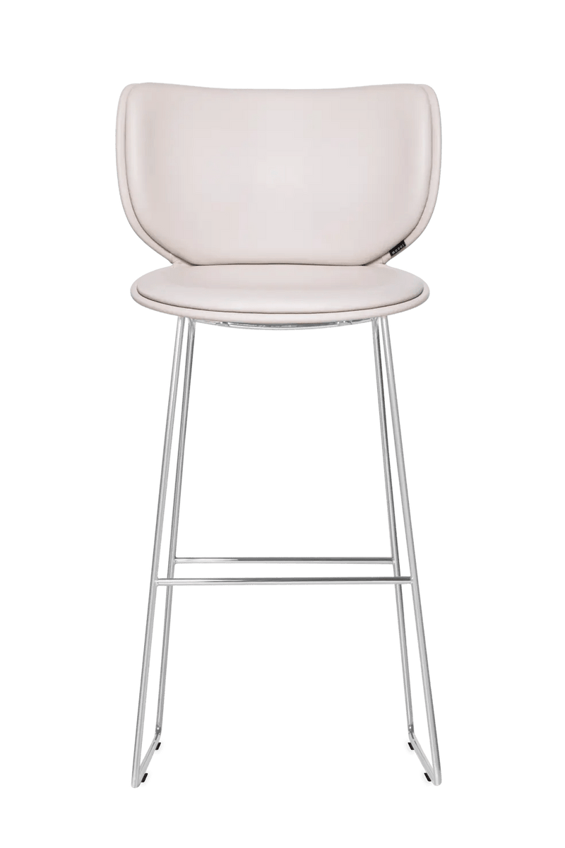 Hana Bar Stool Upholstered - Moooi Stools + Benches + Ottomans - CAT I - Abbracci Taupe - Black - High - HORNE