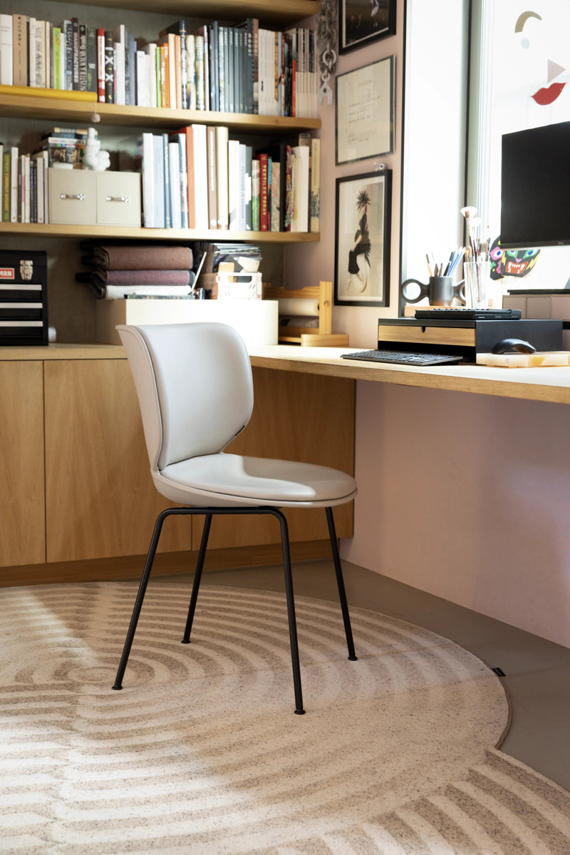Hana Chair Upholstered - Moooi Stools + Benches + Ottomans - CAT I - Abbracci Taupe - Black - Non - Stackable - HORNE