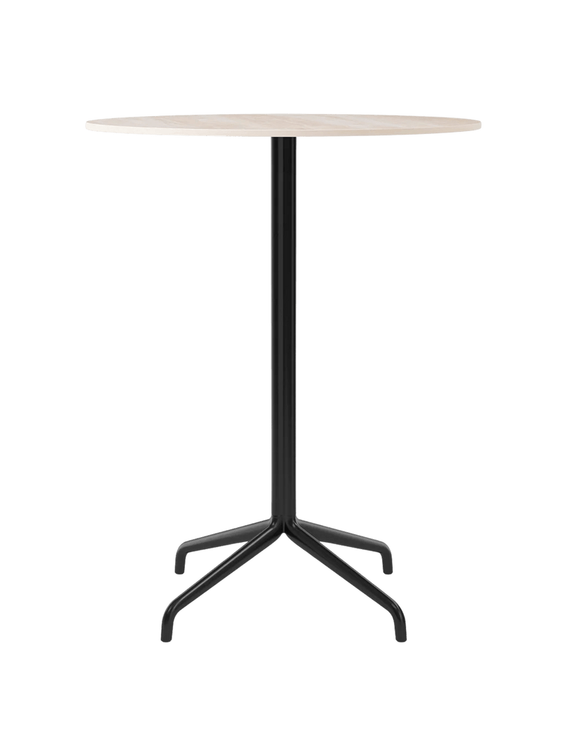 Harbour Column Bar Table - Audo Copenhagen Tables + Desks - Round base - 27.6 × 23.6 in - Black Oak - HORNE