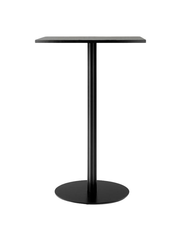 Harbour Column Bar Table - Audo Copenhagen Tables + Desks - Round base - 27.6 × 23.6 in - Linoleum Charcoal - HORNE