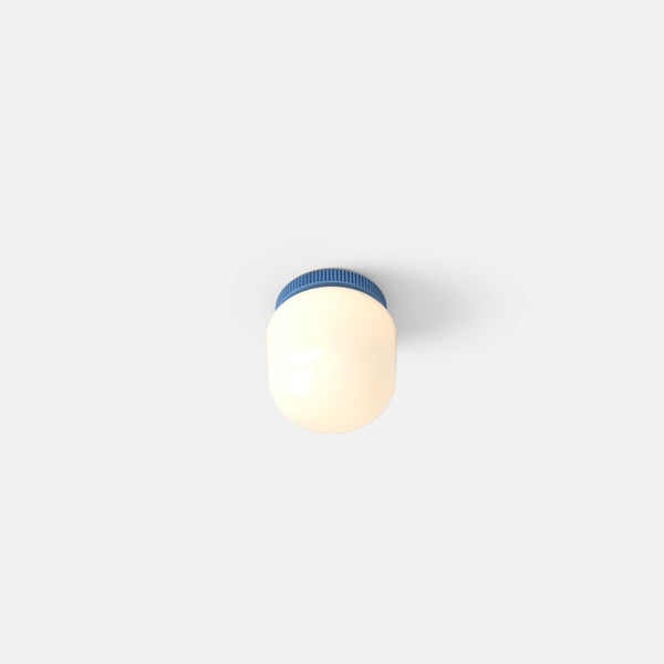 Hoist Flush Mount - No Shade - RBW Lighting - Blue Gloss - Large Glass Diffuser - 2700K (warm white) - HORNE