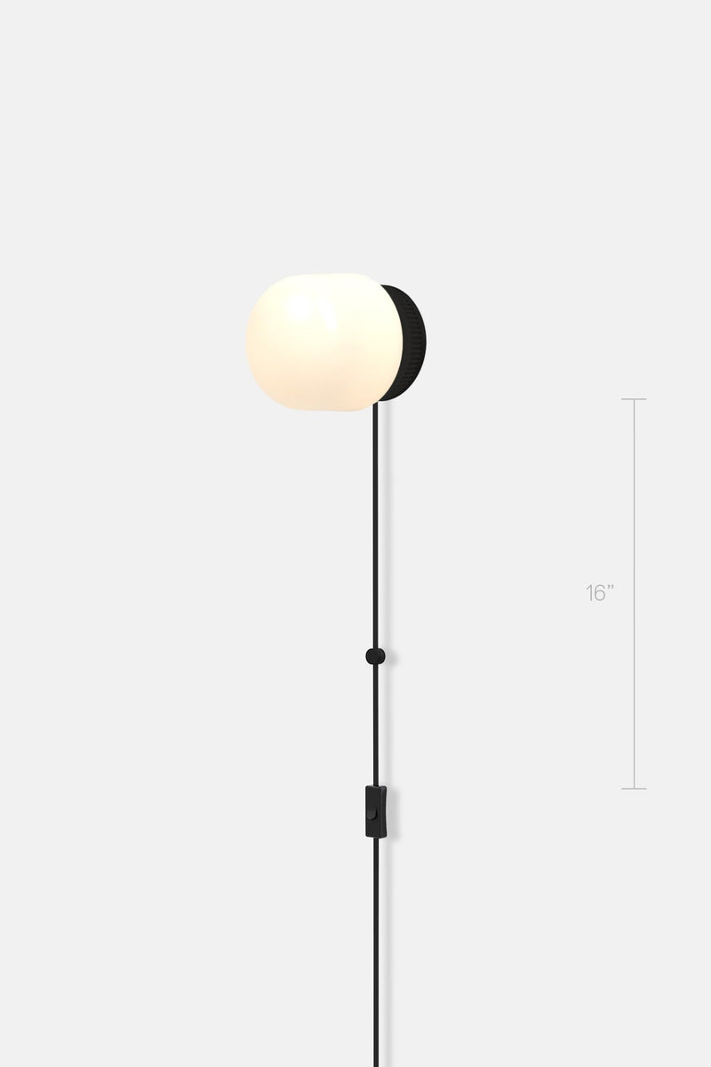 Hoist Sconce Corded - Large Glass Diffuser - No Shade - RBW Lighting - Cream White - Corded Plug - in (Back) / 120V Input - 2700K (warm white) - HORNE