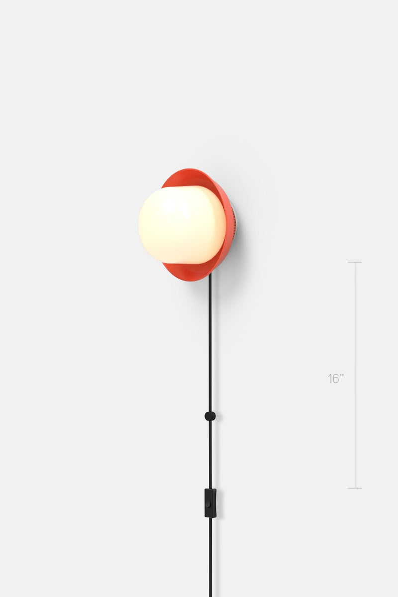 Hoist Sconce Corded - Large Glass Diffuser - Small Shade - RBW Lighting - Cream White - Corded Plug - in (Back) / 120V Input - 2700K (warm white) - HORNE