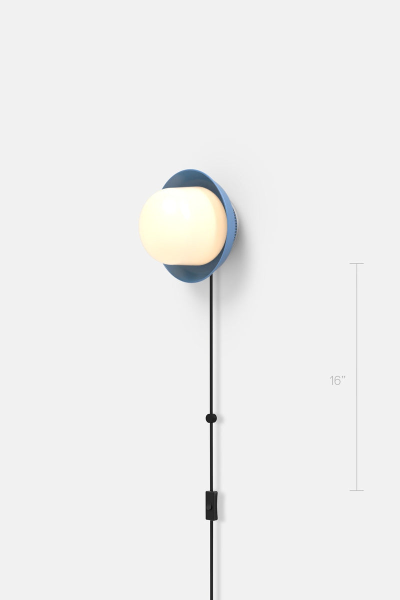 Hoist Sconce Corded - Large Glass Diffuser - Small Shade - RBW Lighting - Cream White - Corded Plug - in (Back) / 120V Input - 2700K (warm white) - HORNE