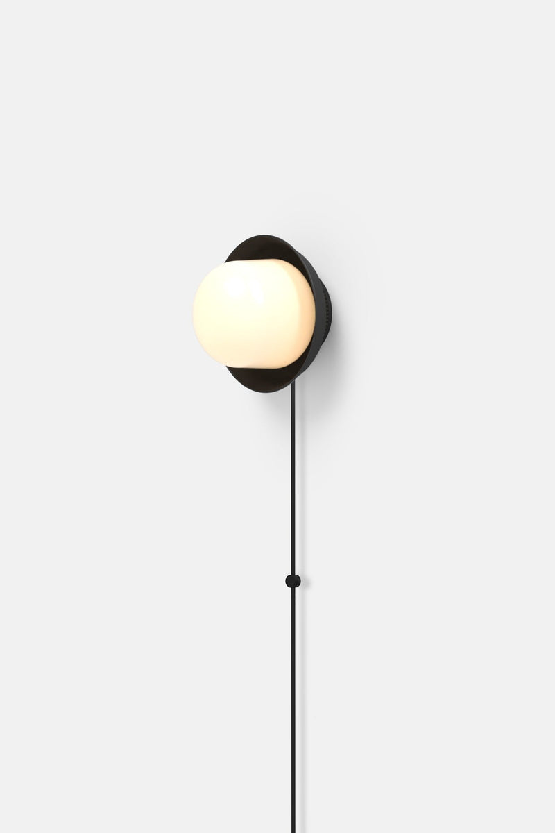 Hoist Sconce Corded - Large Glass Diffuser - Small Shade - RBW Lighting - Cream White - Corded Plug - in (Back) / 120V Input - 2700K (warm white) - HORNE