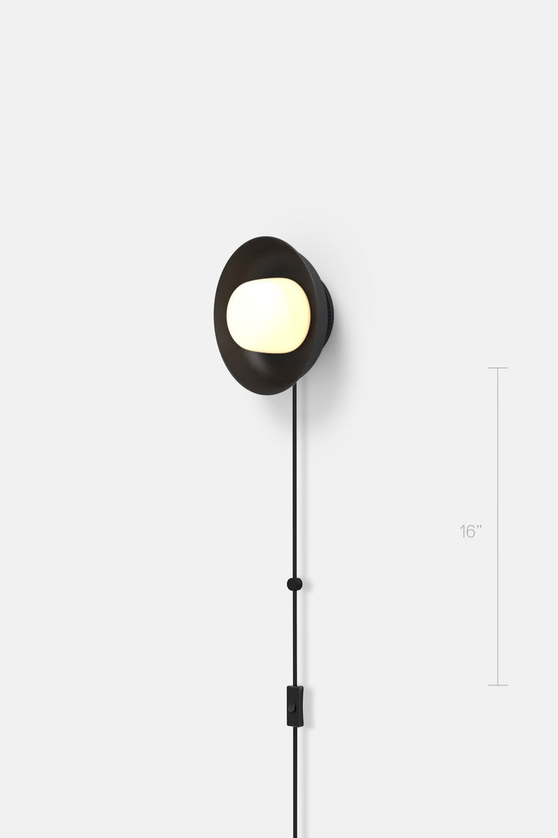 Hoist Sconce Corded - Small Glass Diffuser - Small Shade - RBW Lighting - Cream White - Corded Plug - in (Back) / 120V Input - 2700K (warm white) - HORNE