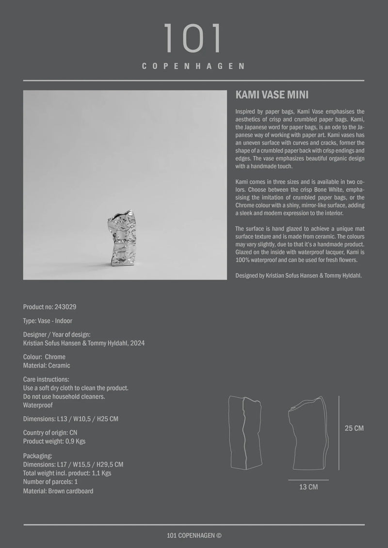 Kami Vase - 101 Copenhagen Vases - Big - Chrome - HORNE