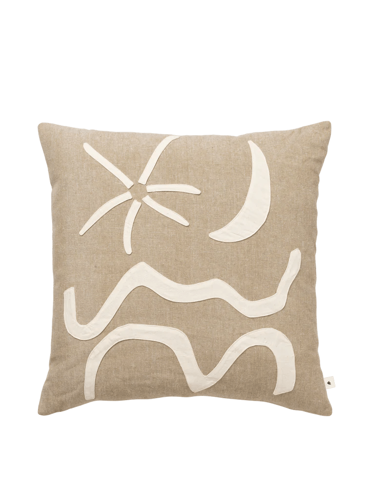 Kove Applique Cushion - Ferm Living Bedding + Pillows - Elm Green - HORNE