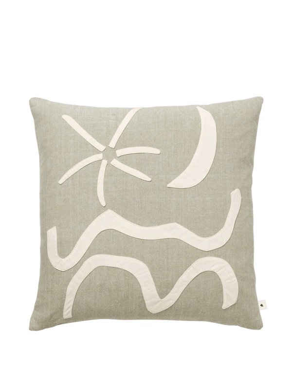 Kove Applique Cushion - Ferm Living Bedding + Pillows - Elm Green - HORNE