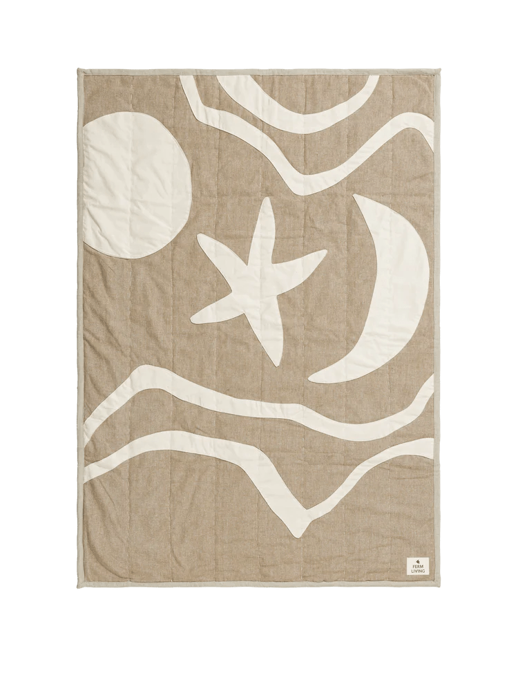Kove Applique Quilted Blanket - Ferm Living Blankets + Throws + Pillows - Charcoal/Elm Green - HORNE