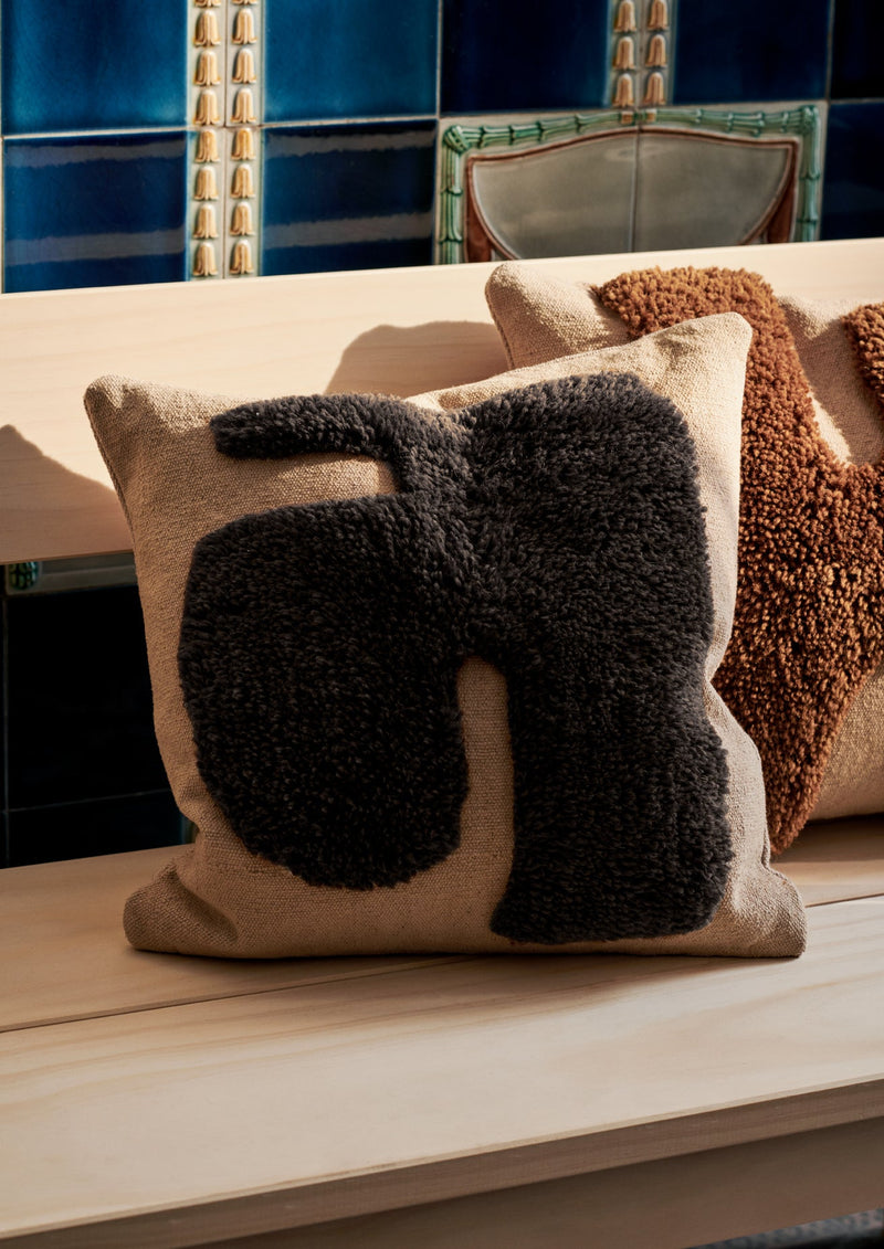 Lay Cushion - Square - Ferm Living - Bedding + Pillows - Sand/ Dark Brown - HORNE