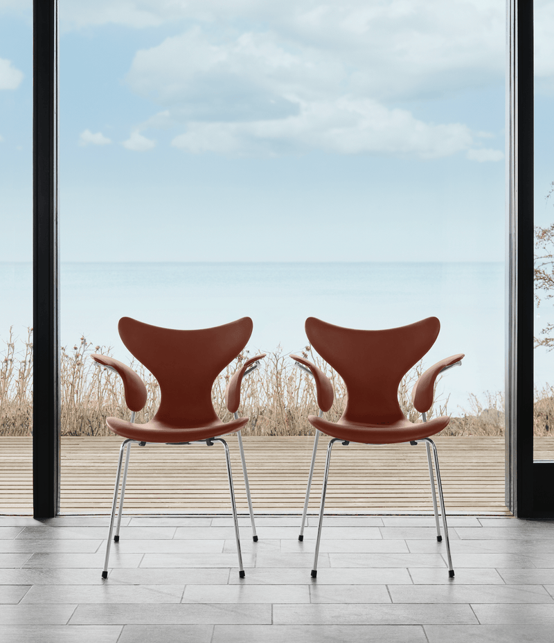 Lily Dining Armchair - Fully Upholstered - Fritz Hansen - Chairs - Grace Leather - Walnut - HORNE