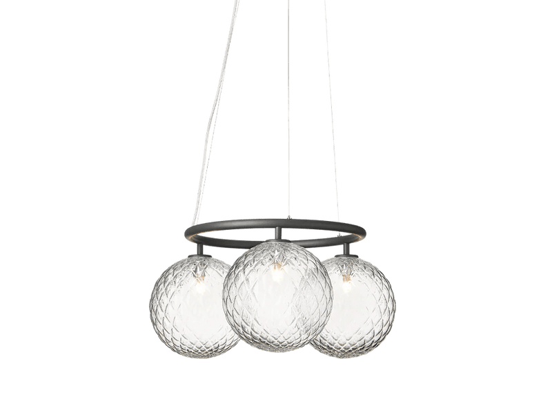 Miira 3 Circular Chandelier - Nuura Chandeliers - Brass / Optic Clear - HORNE