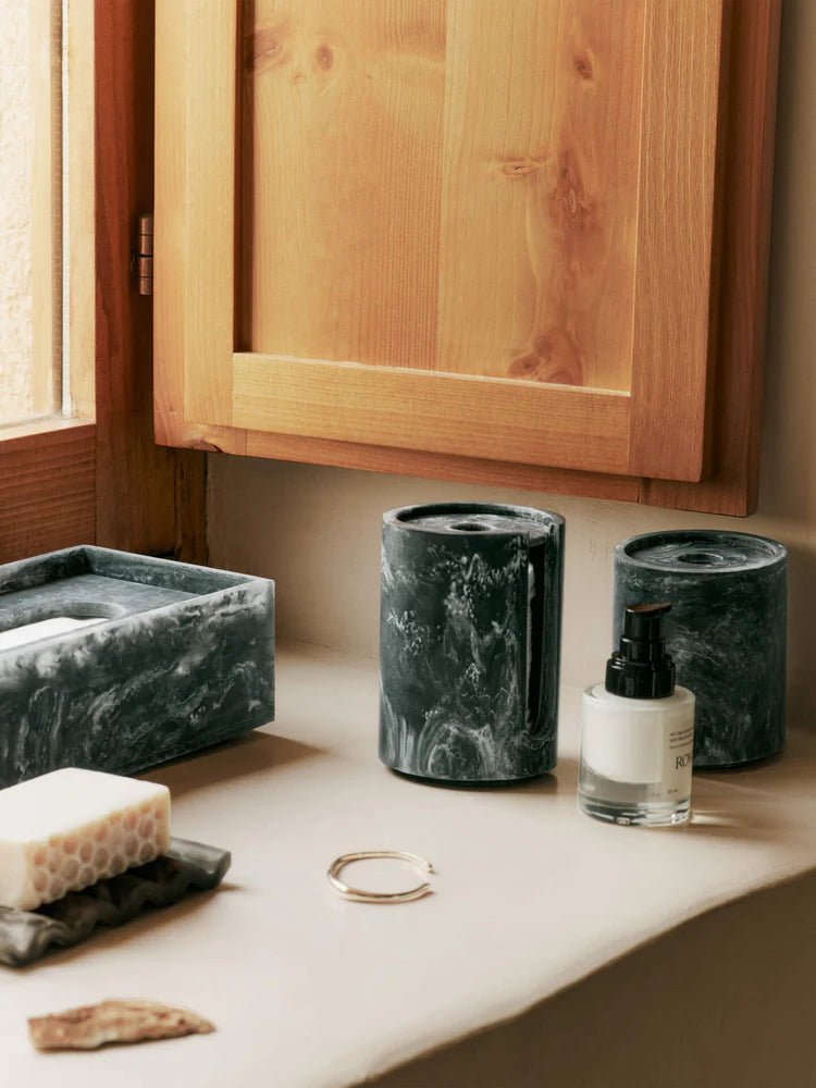 Mist Cotton Pad Holder - Ferm Living Storage + Organization - Charcoal - HORNE