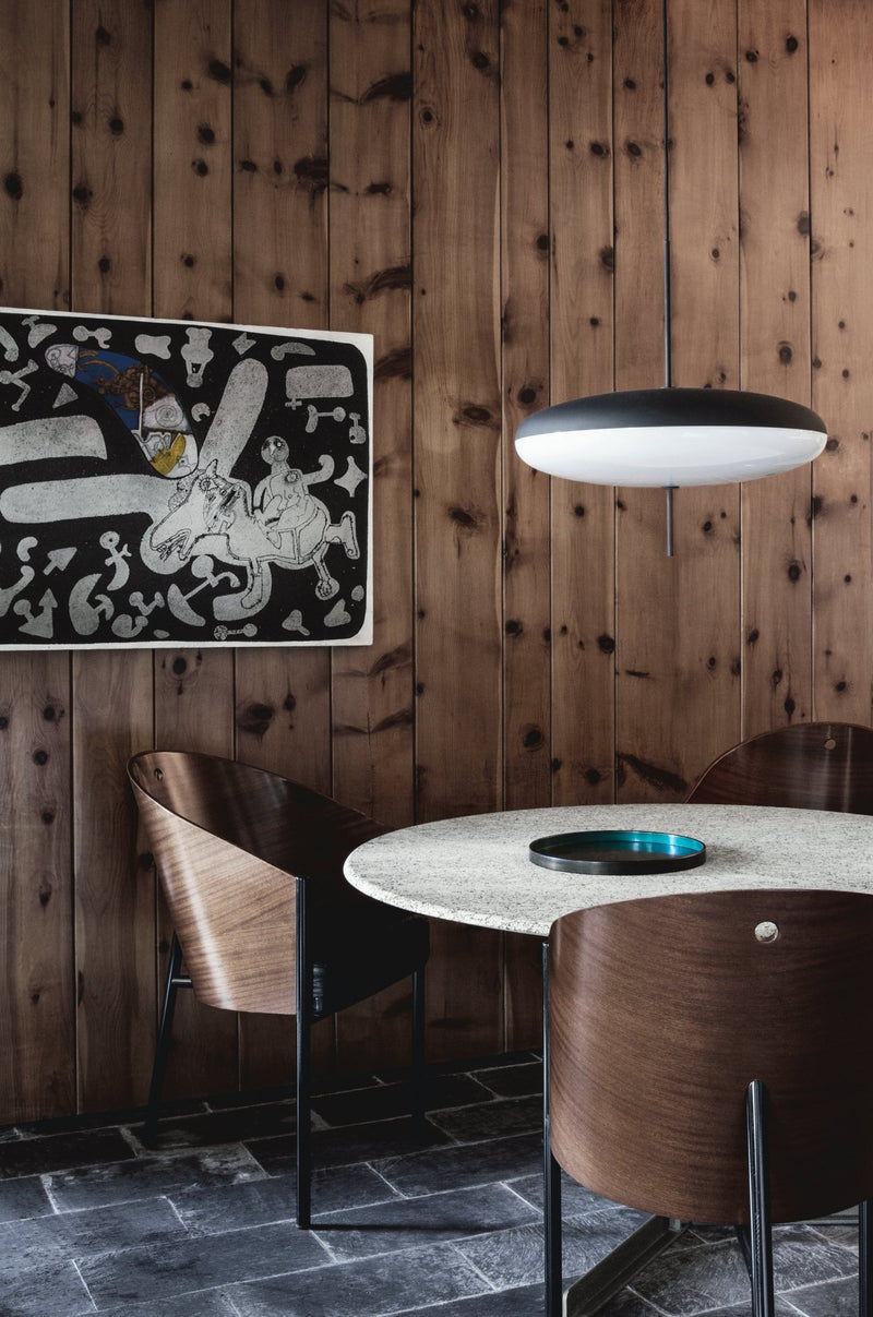 Model 2065 Pendant - Astep Pendants - Black & White Diffuser - Black Cable - HORNE