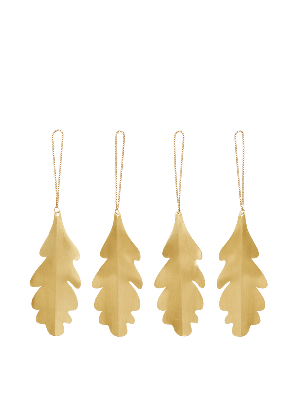 Oak Leaf Brass Ornaments - Set of 4 - Ferm Living Decor - HORNE