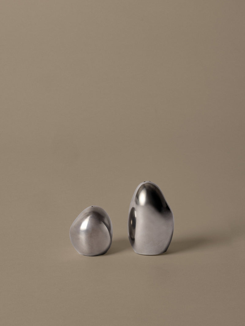 Orevo Salt and Pepper Shakers - Set of 2 - Steel - Ferm Living Kitchen Tools - HORNE