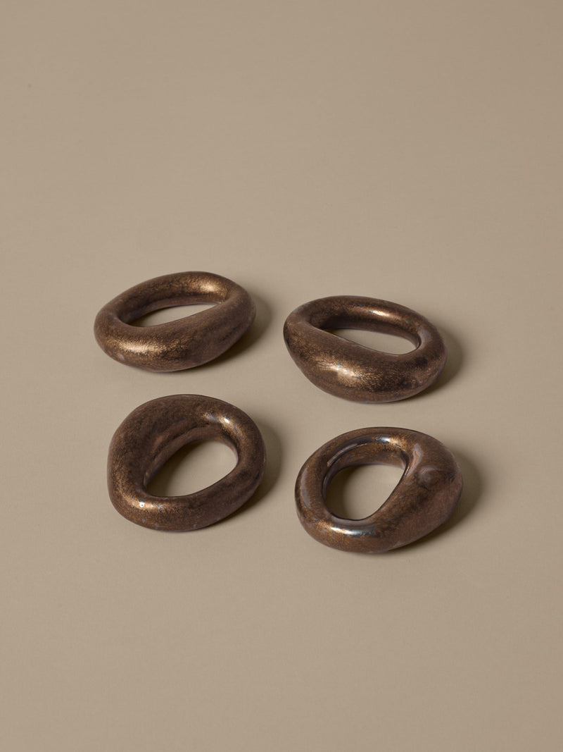 Orrith Napkin Rings - Set of 4 - Ferm Living Kitchen Tools - Rustic Bronze - HORNE