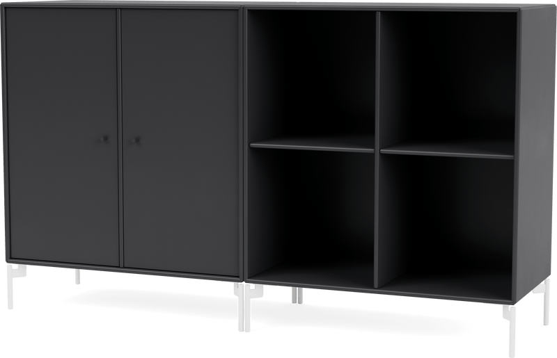Pair Classic Sideboard - With Legs - Montana - Shelving - Anthracite - Matte Chrome - HORNE
