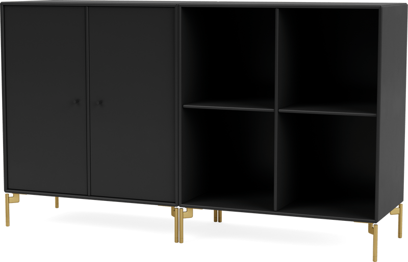 Pair Classic Sideboard - With Legs - Montana - Shelving - Anthracite - Matte Chrome - HORNE