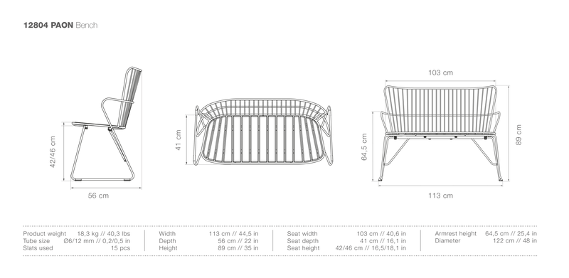 PAON Outdoor Bench - HOUE - Outdoor Furniture - White - HORNE