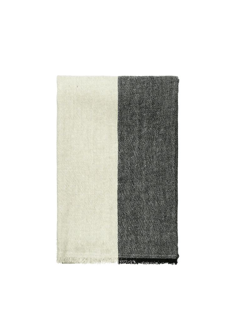 Pila Linen Throw - Ferm Living Blankets + Throws + Pillows - Black/Elm Green - HORNE