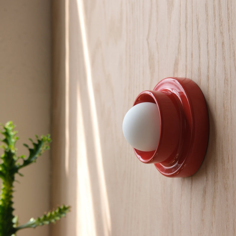 Q Sconce - Misewell Lamps - Red - Plug in (includes 10' cord with on/off switch) - HORNE